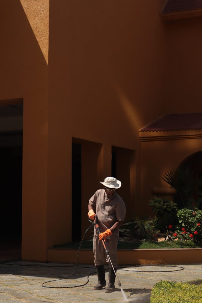 Exterior surface pressure washing